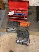 3x Socket Sets, 2x Torque Wrenches and metal tool box