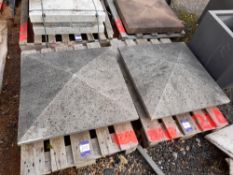 Pair of unused stone pier caps in sandstone, 830mm square - 730 square at base