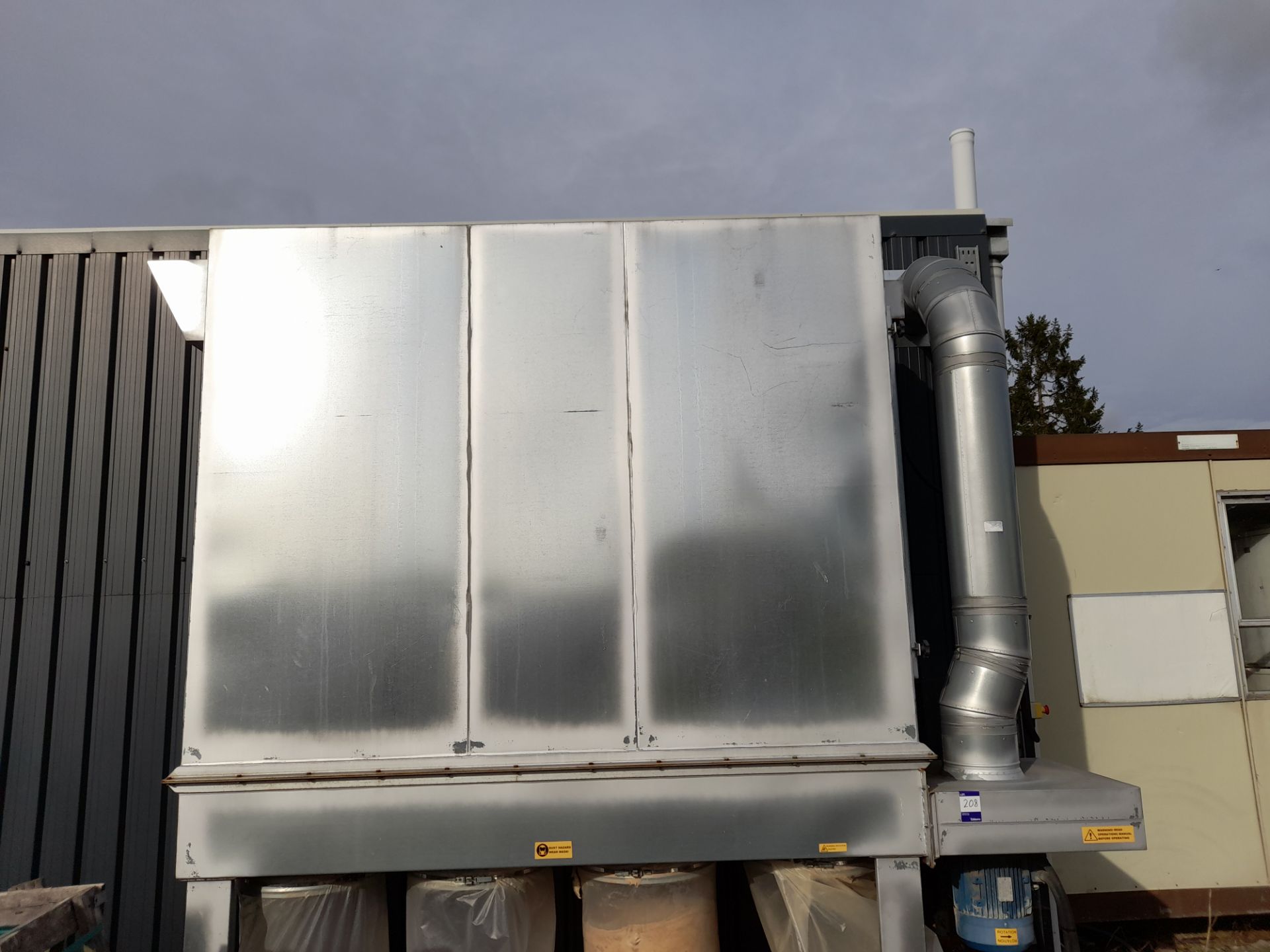 Anstey 4 bag dust extraction unit, with galvanised steel hood, and ducting. *Delayed collection, - Image 3 of 8