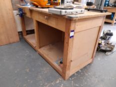 Timber Constructed workbench (2.1m x 900m), including Record vice
