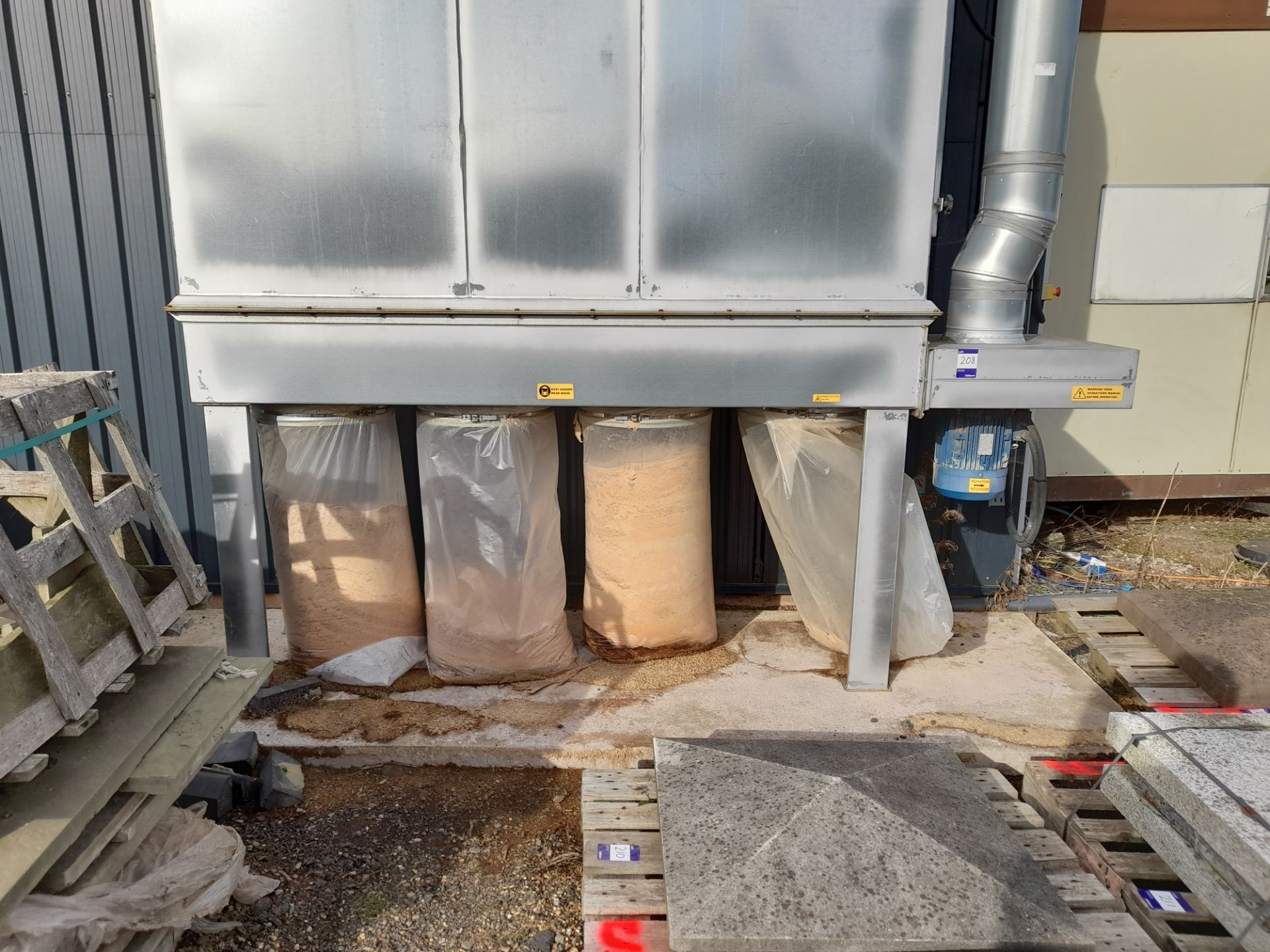 Anstey 4 bag dust extraction unit, with galvanised steel hood, and ducting. *Delayed collection, - Image 2 of 8