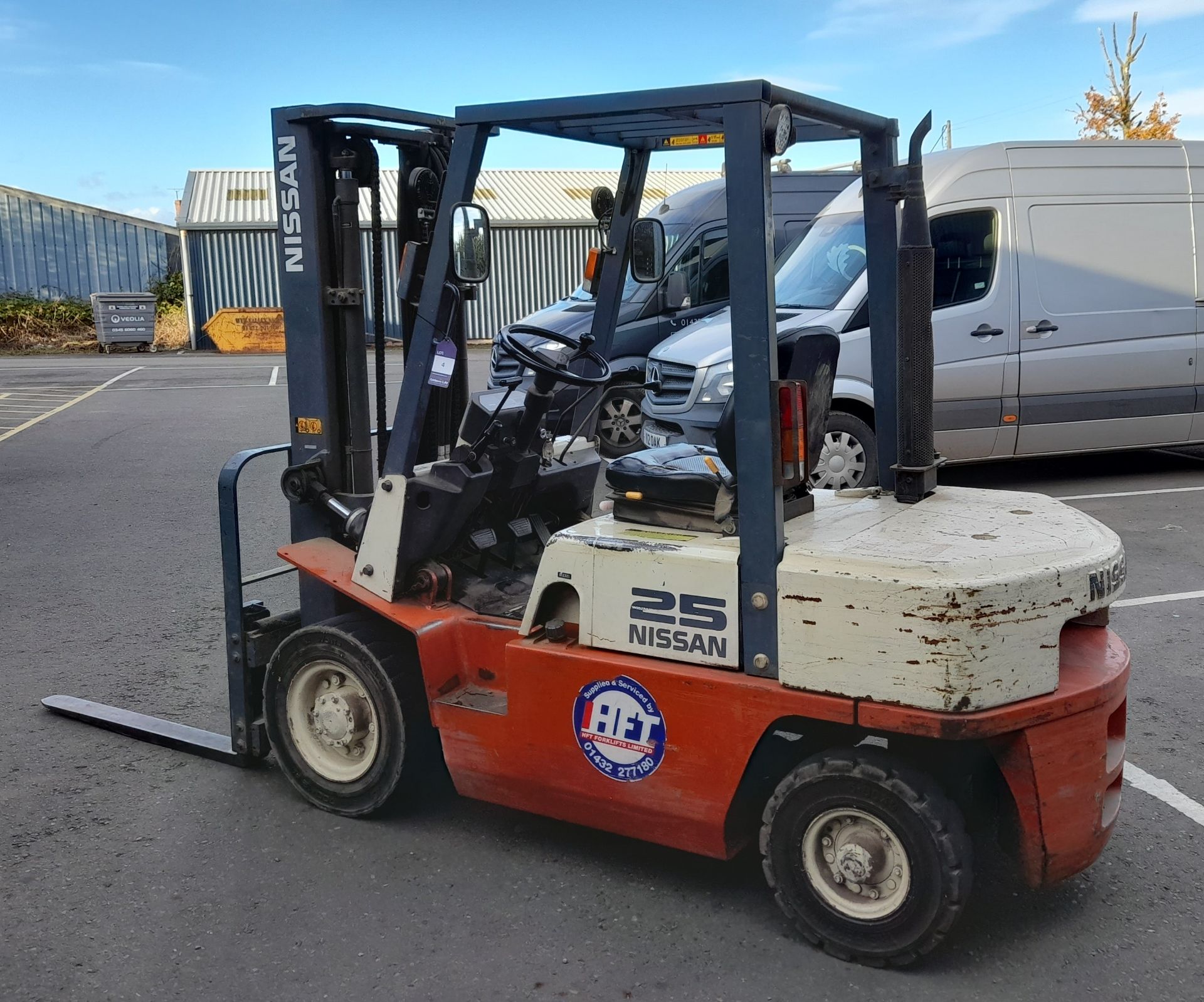 Nissan 25 FJ02A5U single mast diesel forklift truck, 8282 hours. Delayed collection until final