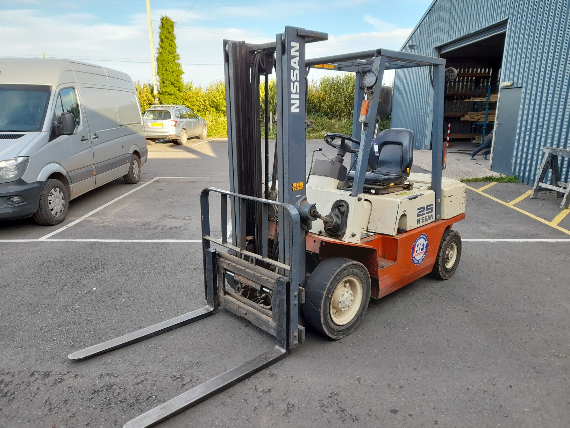 Nissan 25 FJ02A5U single mast diesel forklift truck, 8282 hours. Delayed collection until final - Image 2 of 15