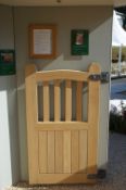 Single Belmont design oak garden gate, with hand made hinges, gate size approx 900mm wide by