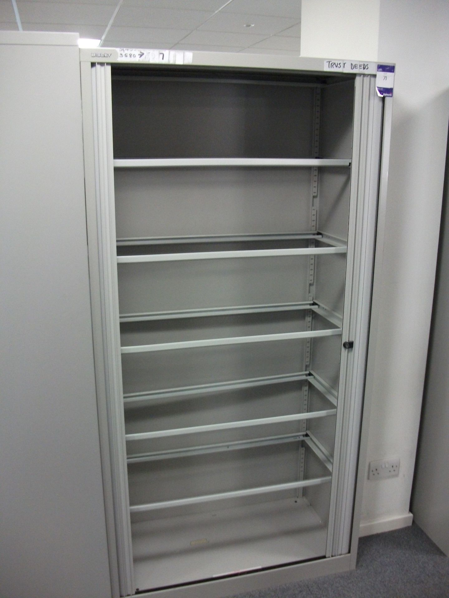 Bisley Tambour Front Cupboard, Side opening tambour cupboard with Roll Out Filing frames, overall