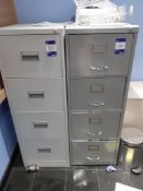 2 Grey Steel 4-drawer Filing Cabinets