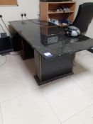 Black Quartz Twin Pedestal Desk