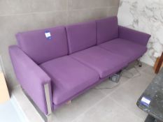 3-seat Sofa, mauve cloth, stainless steel supports LOCATED ON FIRST FLOOR