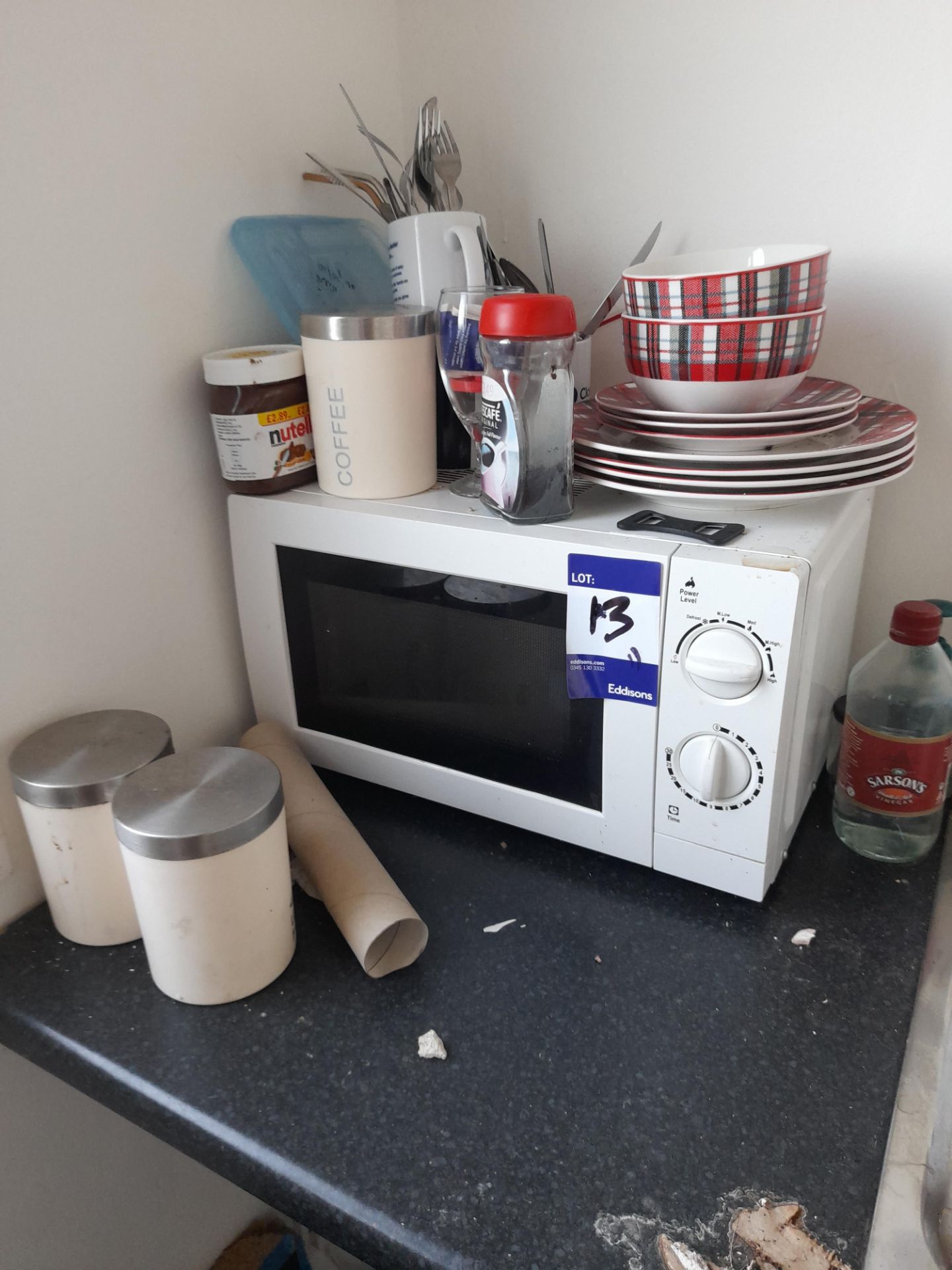 Fridge, microwave & kitchen sundries as photographed - Image 2 of 2