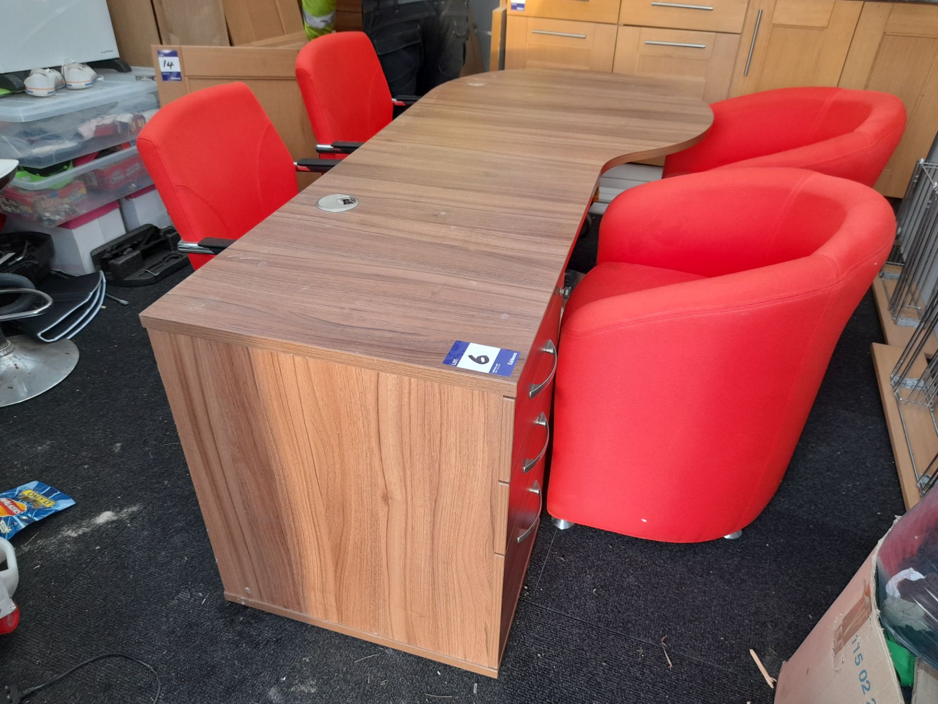 Desk, 2 – tub chairs and 2 – chairs