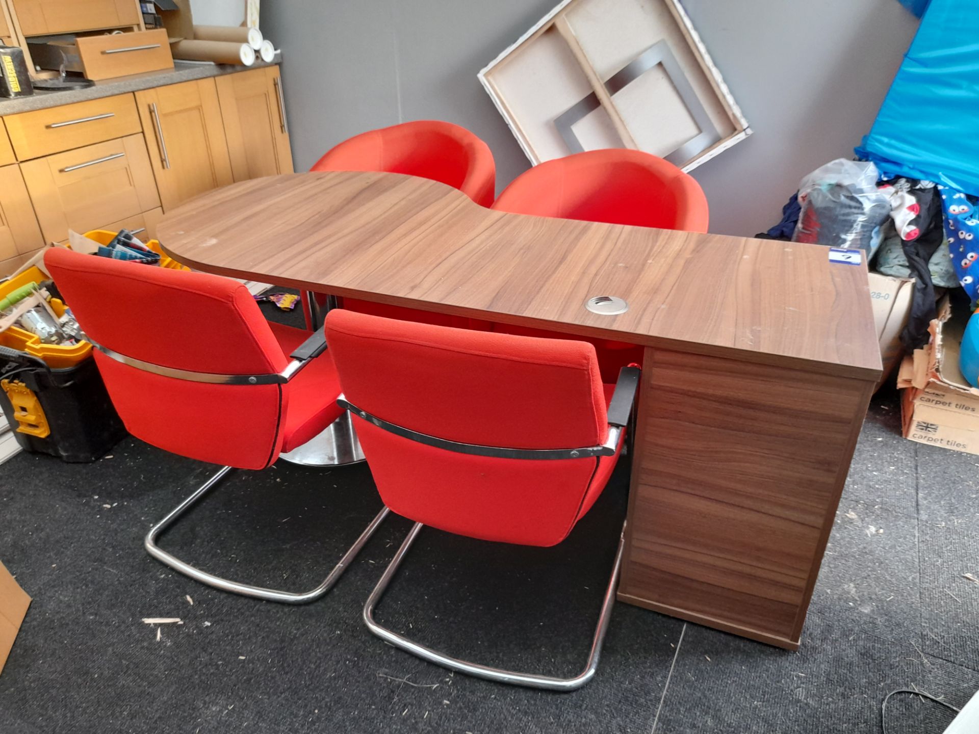 Desk, 2 – tub chairs and 2 – chairs - Image 2 of 2