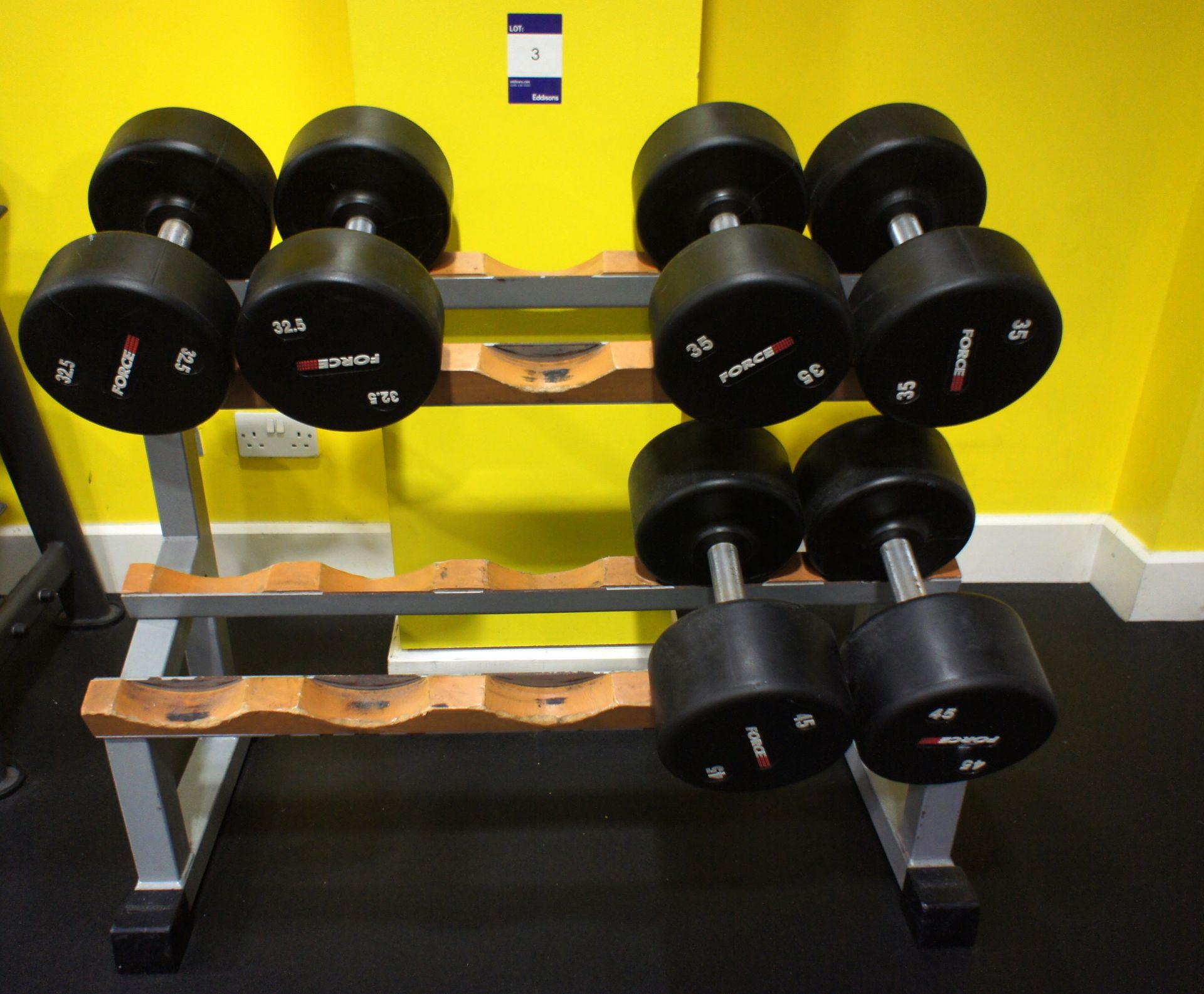 Dumbbell Rack with 6 Force Dumbbells 32.5kg – 45kg - Image 2 of 3