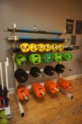 Weights Bar Rack and Quantity Weights