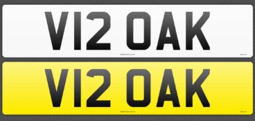 Cherished Registration Plate V12 OAK. A Transfer Fee of £80 is payable on top of a winning auction