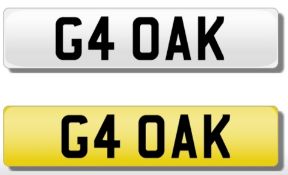 Cherished Registration Plate G4 OAK. A Transfer Fee of £80 is payable on top of a winning auction