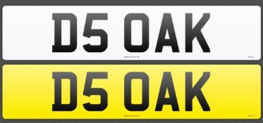 Cherished Registration Plate D5 OAK. A Transfer Fee of £80 is payable on top of a winning auction