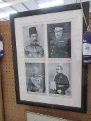 4 x Framed Postcards of High Ranking Military Officials (36cm x 24cm)