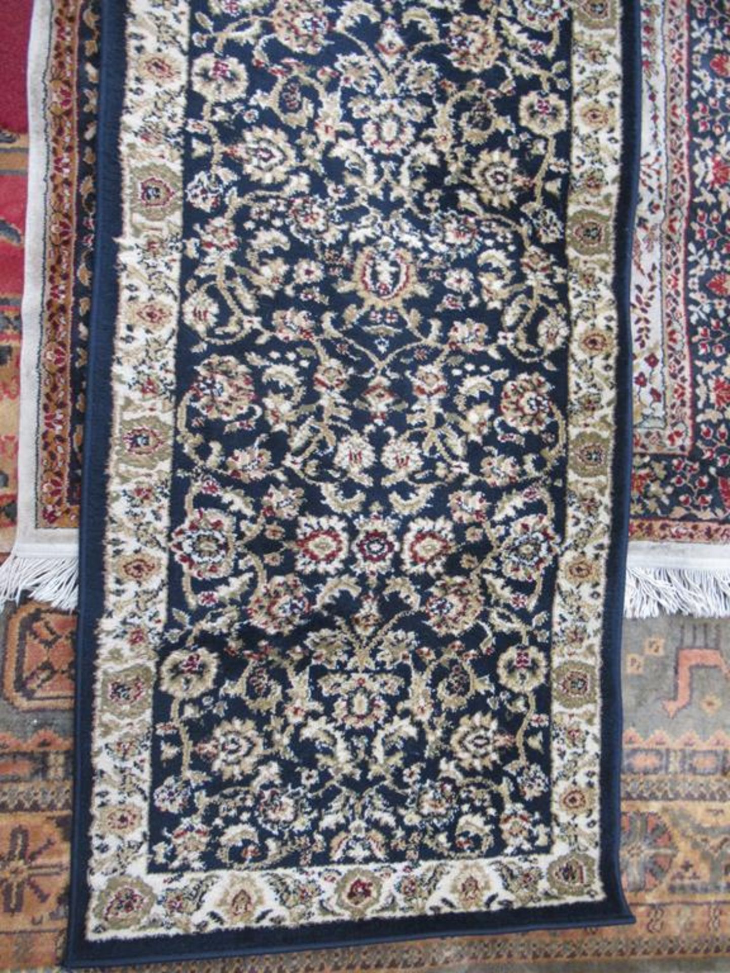 Reproduction Bokhara Rug (size 135cm x 97cm) and Tabriz Navy Rug (size 67cm x 230cm) - Image 3 of 4