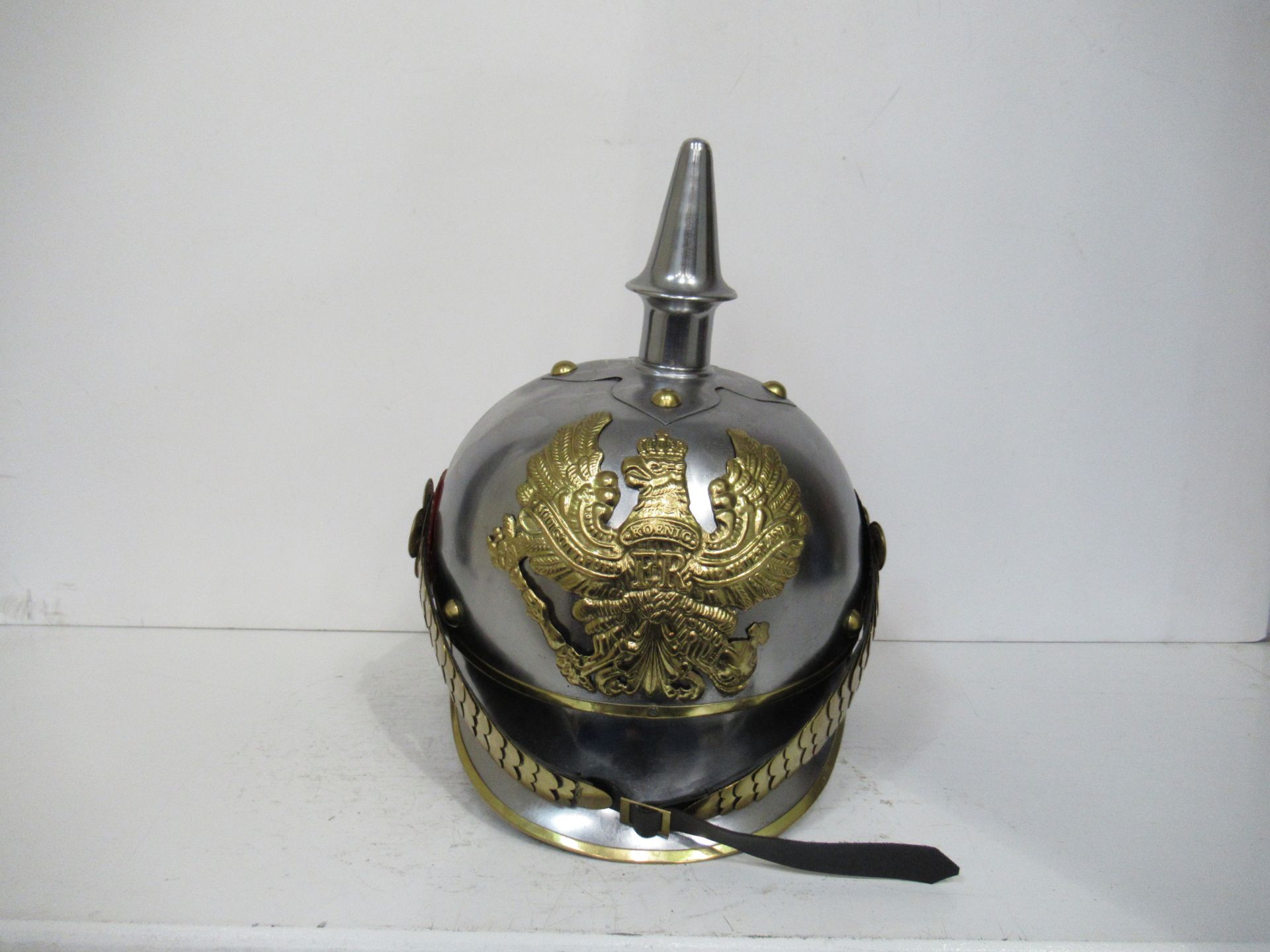 German Prussian Reproduction Helmet with Stand - Image 2 of 5