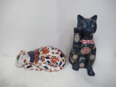 Two Chinese Cat Figures (31cm/12cm)