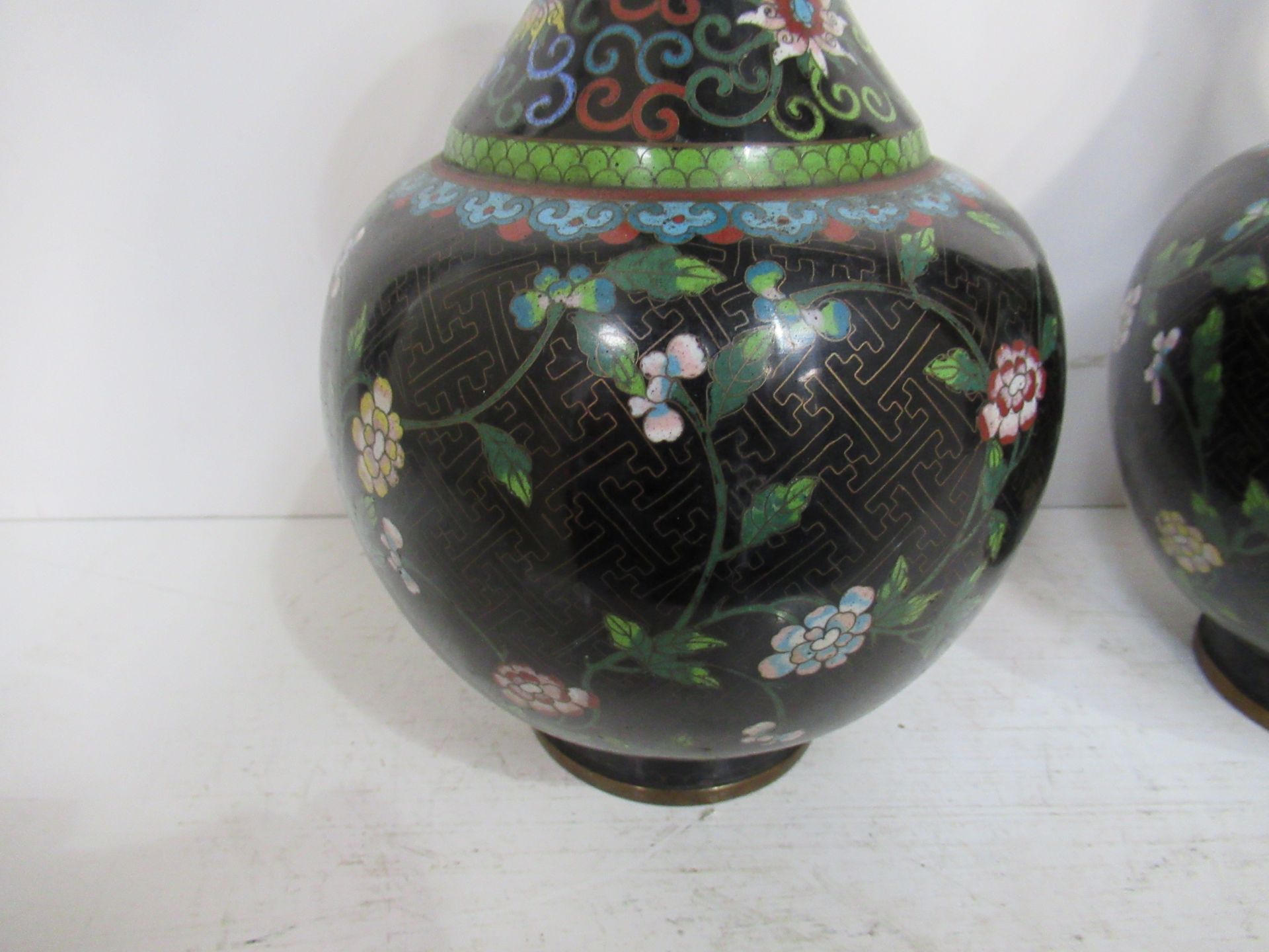 Pair of Cloissone Vases (26cm) - Image 3 of 6
