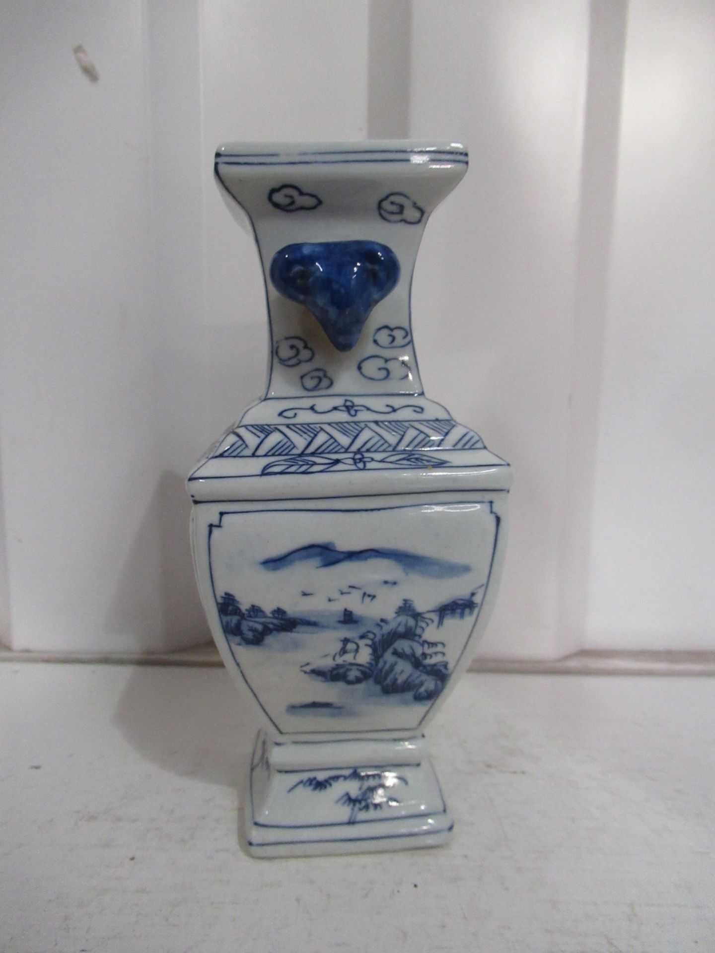 Blue & White Vase with Painted Chinese Scene, Six Character 'Tongzhi' mark to base but may be 'Late - Image 2 of 6