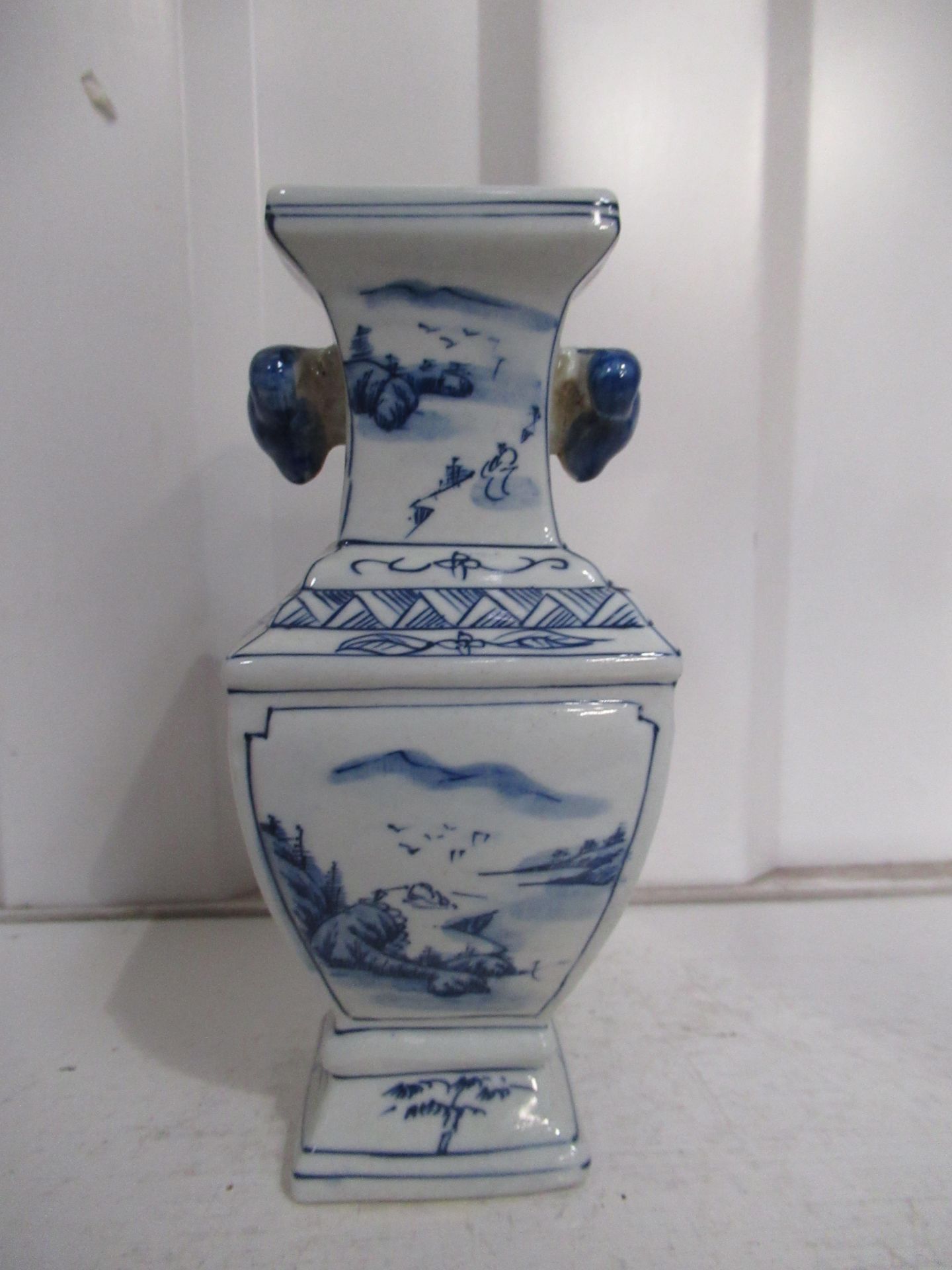 Blue & White Vase with Painted Chinese Scene, Six Character 'Tongzhi' mark to base but may be 'Late
