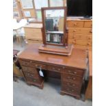 Eight Drawer Twin Pedestal Dressing Table and a Toilet Mirror