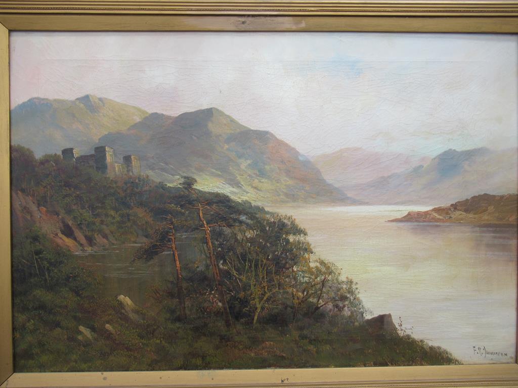 Oil on Canvas of Castle by River signed F.G Jannison (?) in Frame (75cm x 49cm) - Image 2 of 4