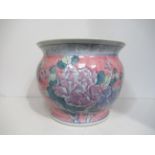 Chinese Painted Pink Pot with Flower Design (24cm x 30cm)