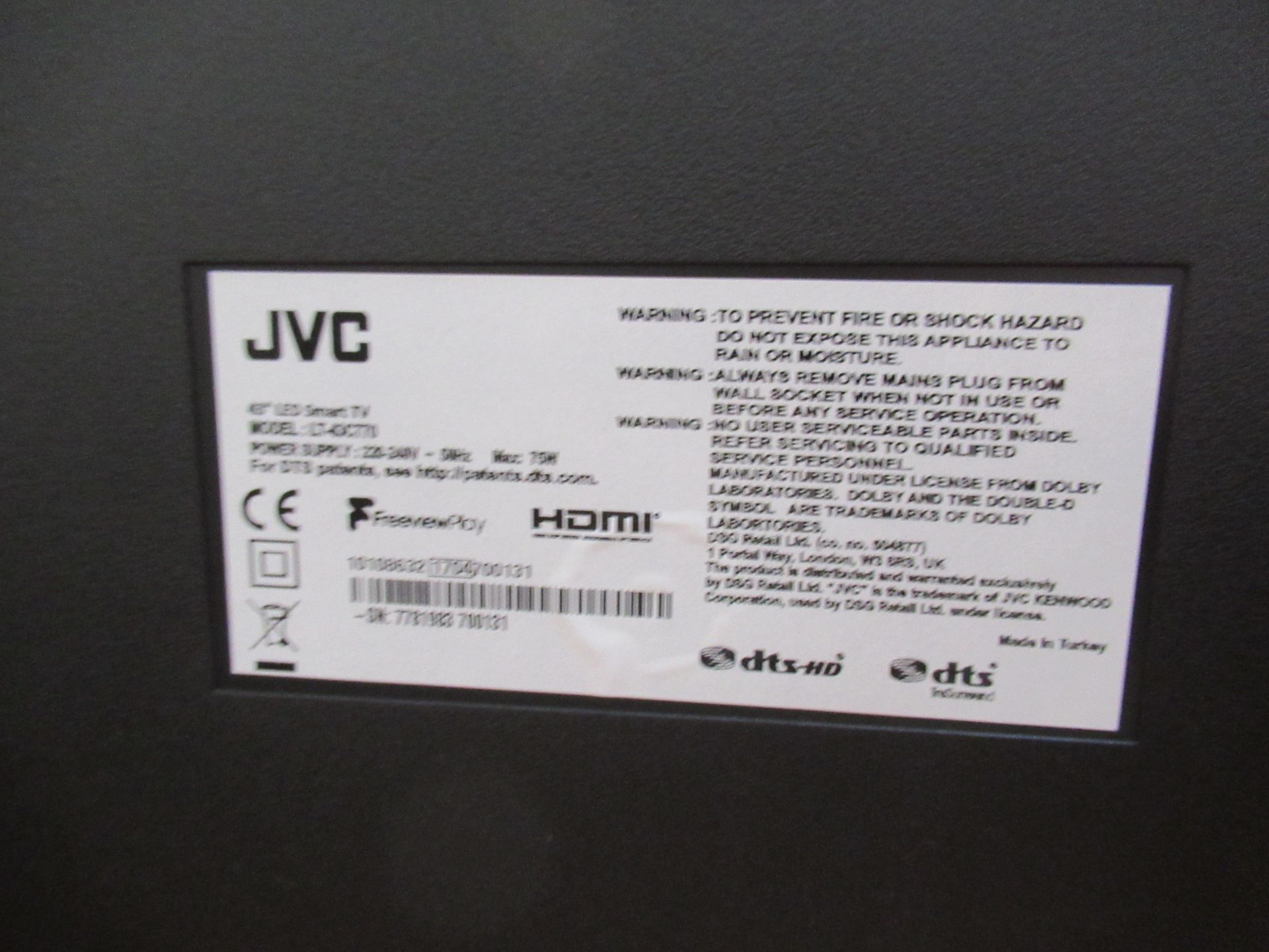 JVC LT43C710 Television with remote - Image 3 of 3