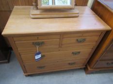 Pine Chest of Four Drawers and Pine Mirror (81cm x 92cm x 51cm)