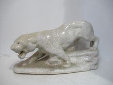 Crackled Glazed Leopard Figure (26cm x 47cm)