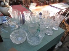 Qty of Glass Vases in Varying Styles 28cm Highest