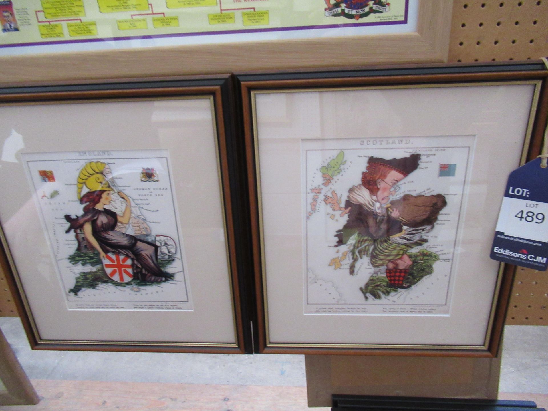 Two Geographical Fun Prints of England and Scotland (24cm x 18cm)