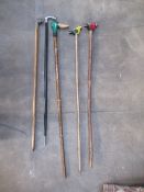 5 x Walking Sticks with animal themed handles