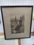 An 'Old Hanse- Town' Drawn and Etched by A.H Haig (25cm x 17cm)