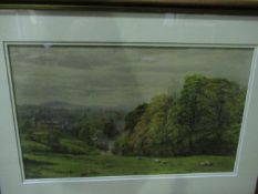 Watercolour of Sheep in Field signed W.Robinson 1889 (46cm x 27cm)