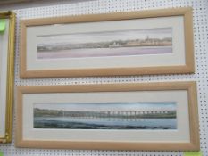 2 x Water Colour 'Berwick from across the Tweed' signed by Lockey (12cm x 70cm)