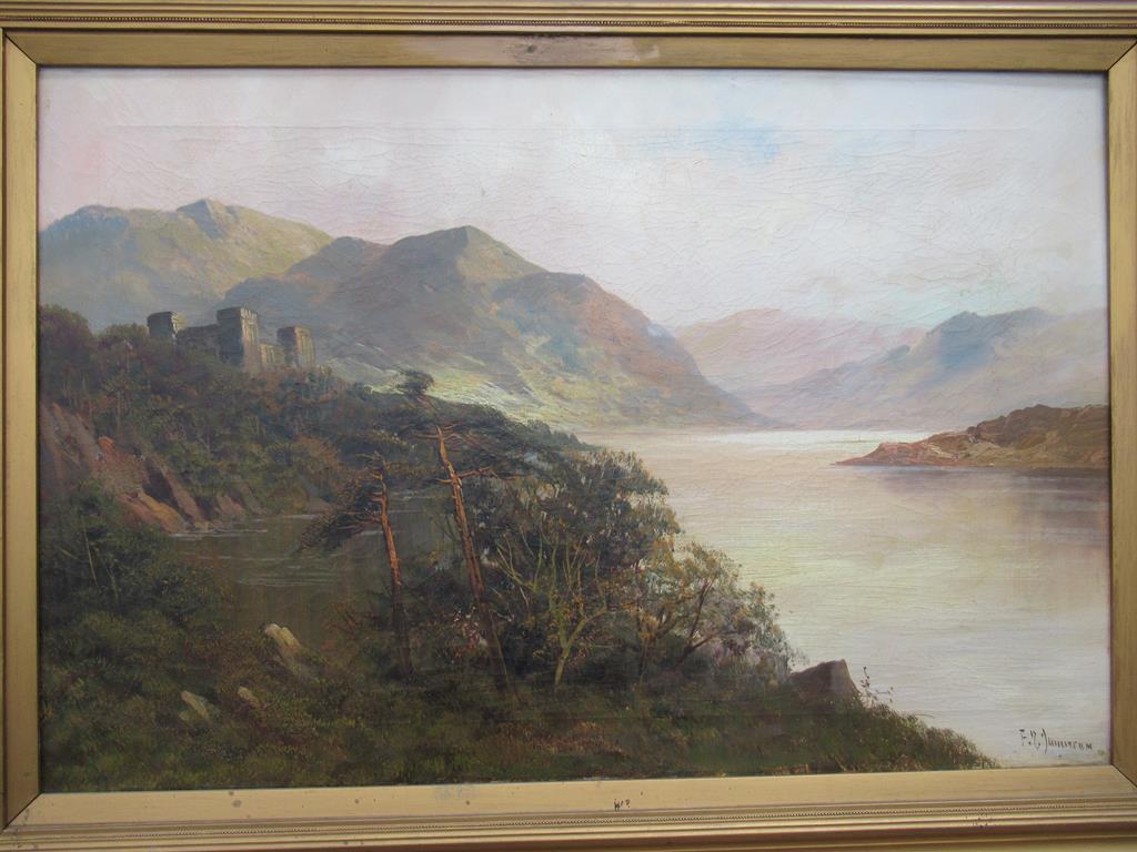 Oil on Canvas of Castle by River signed F.G Jannison (?) in Frame (75cm x 49cm) - Image 3 of 4