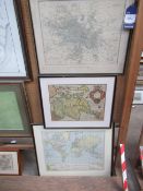 4 x Maps of British Empire, Glasgow, France and Scottish Highland (largest 50cm 62cm)