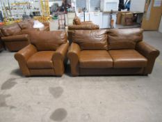 Heart of House Salisbury 2 seater leather sofa bed, colour Tan and Heart of House Salisbury leather