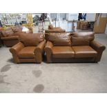 Heart of House Salisbury 2 seater leather sofa bed, colour Tan and Heart of House Salisbury leather