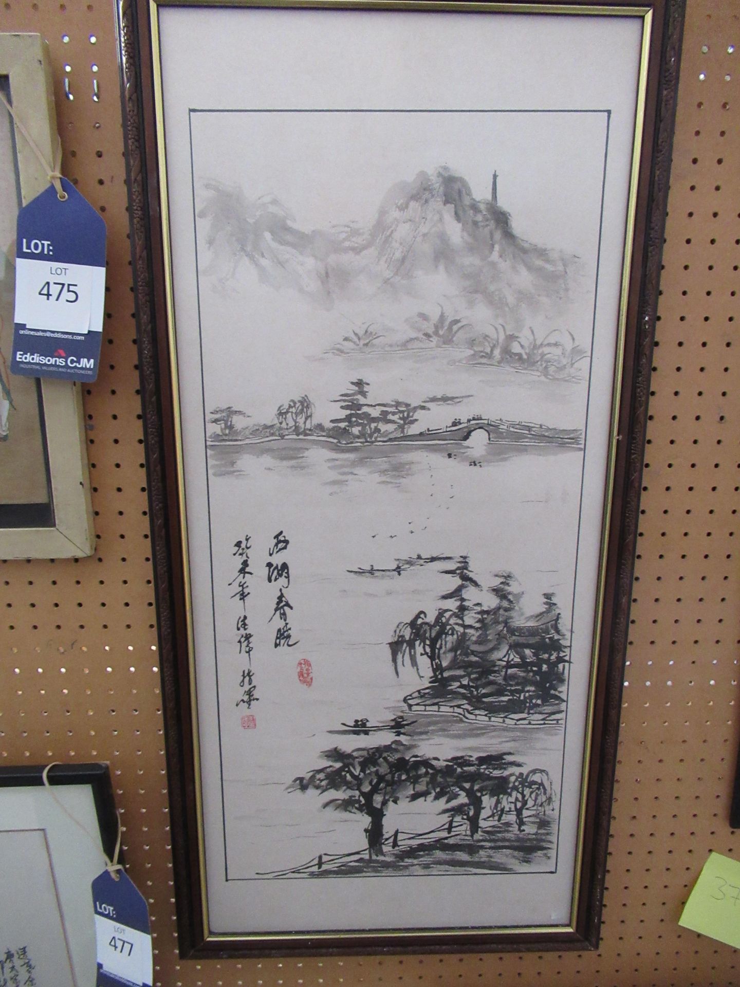 3 x Chinese Themed Artwork to include Cockerel, Cherry Blossom and Mountain Scene (42cm x 41cm) - Image 8 of 9