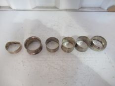 6 x Silver Napkin Rings hallmarked