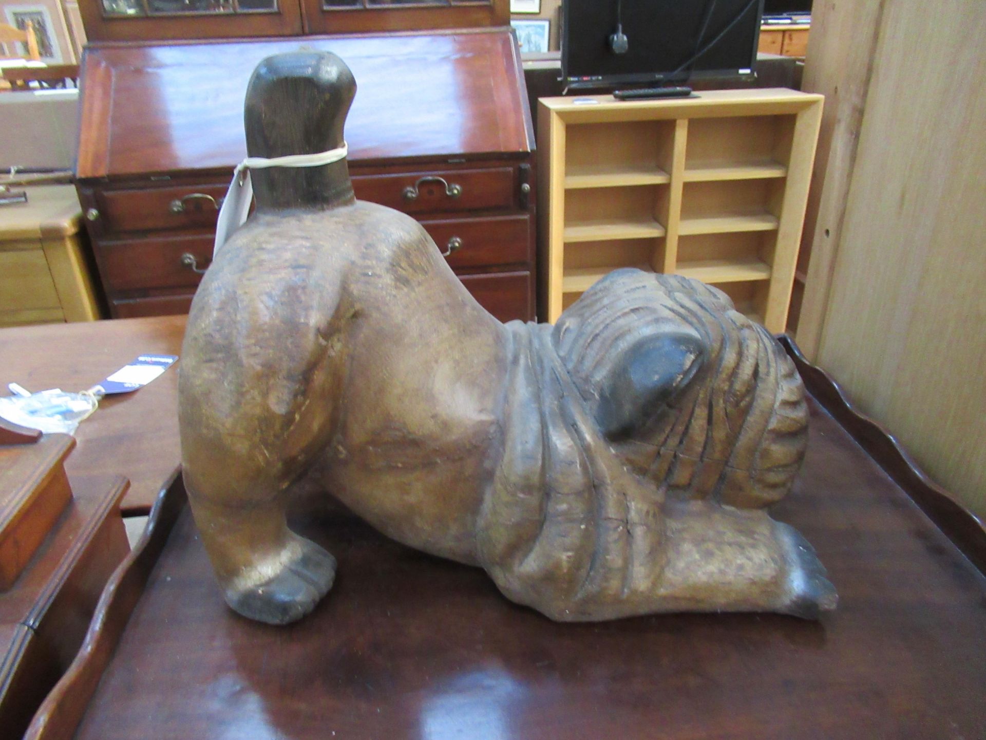 Wooden Figure of Stretching Bulldog (40cm x 32cm) - Image 3 of 4