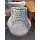 Two Upholstered Chairs (one on castors)