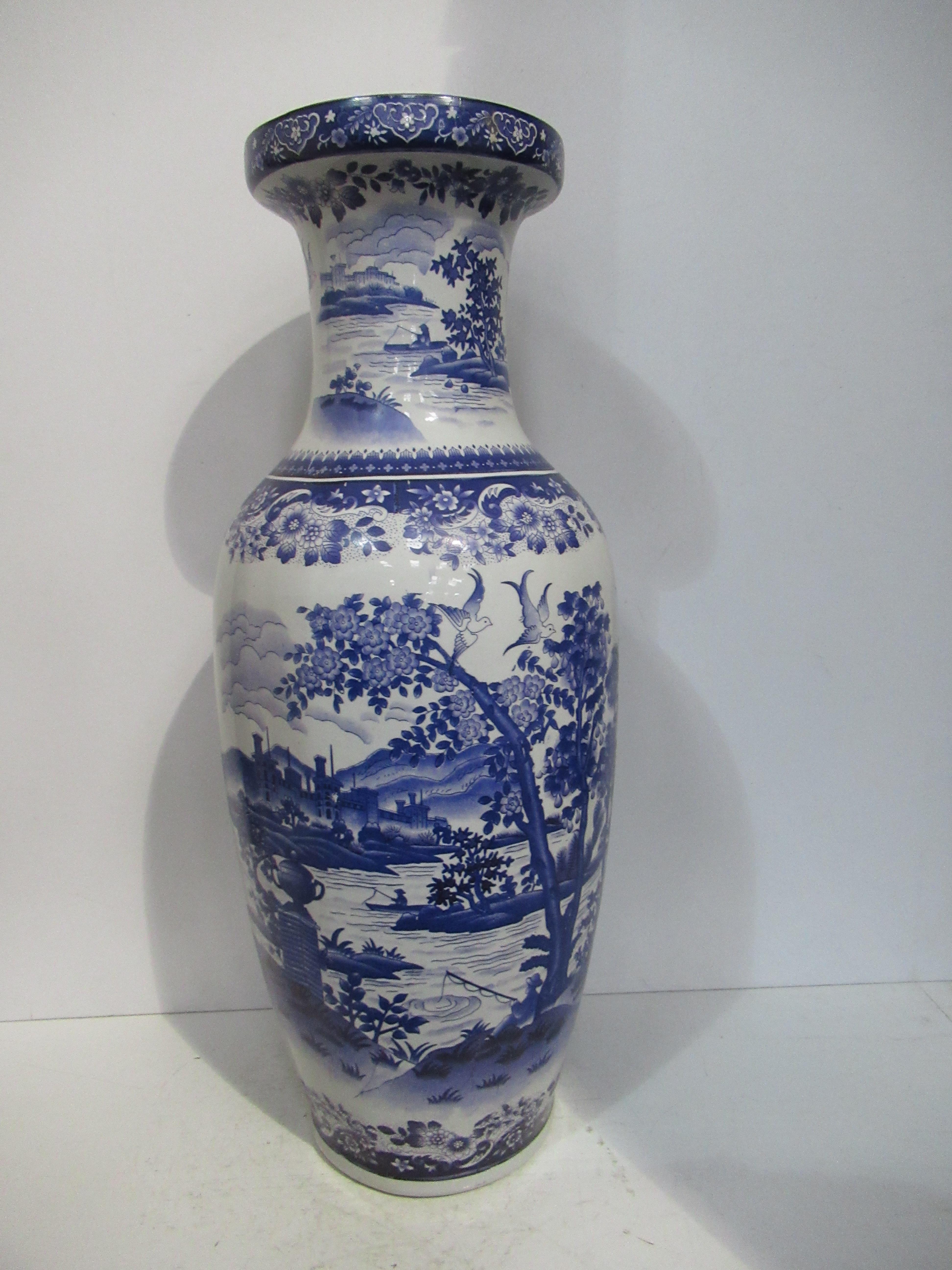 A Blue and White Japanese Vase (60cm Tall)