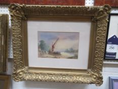 Water Colour of Boat on a Lake signed by W.A Earp (16cm x 24cm)