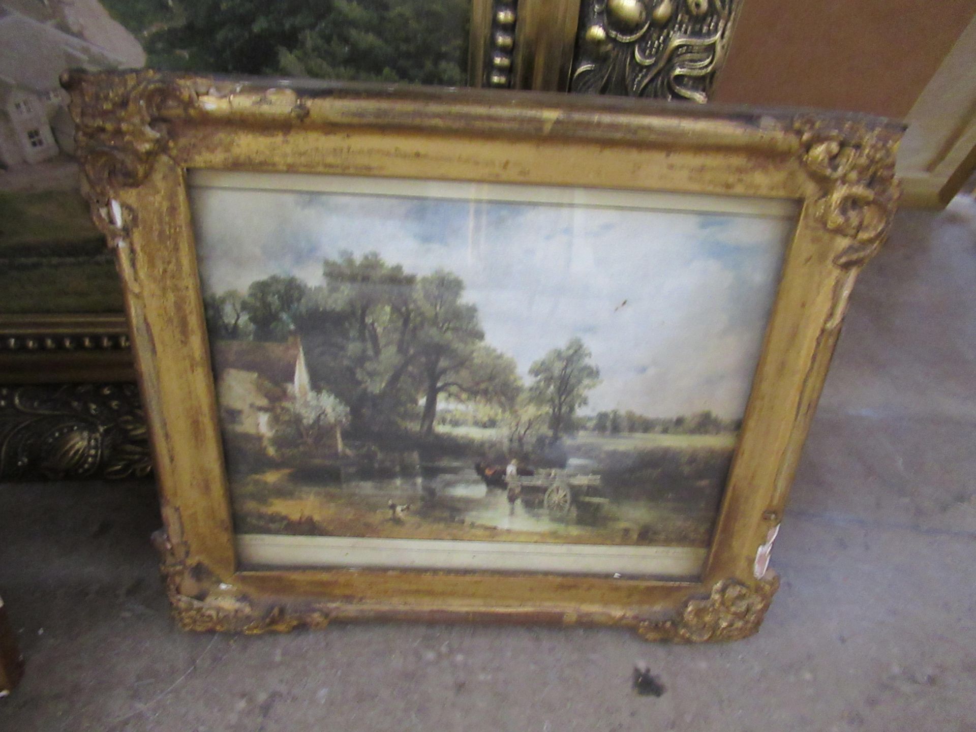 Lithograph, water colour and Photograph all in Gilt Frames (largest 18cm x 22cm) - Image 2 of 4